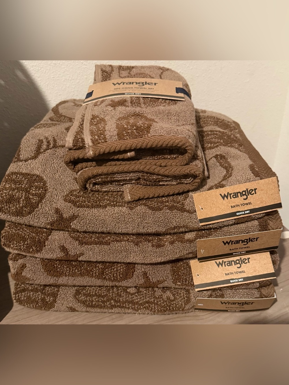 Wrangler Brown Western Patterned Bath Towel Set
